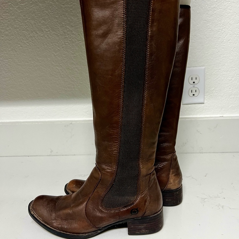 Classic Brown Leather Over the Knee Boots